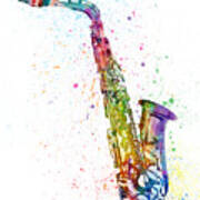 Saxophone Abstract Watercolor #2 Poster