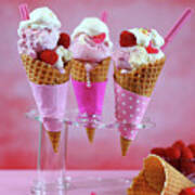 Summertime Pink Ice Cream Cones  #2 Poster