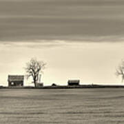 The Vast Forgotten -  Farmhouse On The Vast Nd Prairie Poster