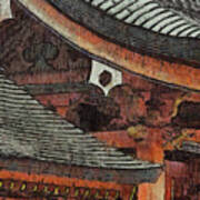 251 Rain Muted Roof Gables, Sumiyoshi Taisha Shrine, Osaka, Japan Poster