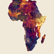 Africa Watercolor Map #3 Poster