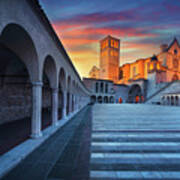Assisi, San Francesco Basilica Sunset Poster