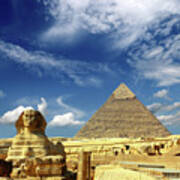 Egypt Cheops Pyramid And Sphinx #3 Poster