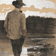 Young Man On A Riverbank #5 Poster