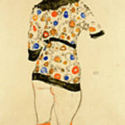 Standing Woman In A Patterned Blouse #4 Poster