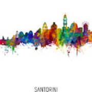 Santorini Skyline #5 Poster