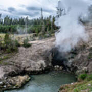Hot Spring And Geiser In Yellowstone National Par  #7 Poster