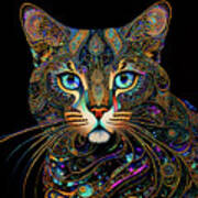 A Colorful Tabby Cat Named Digger Poster
