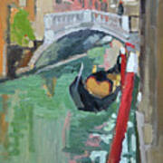 A Gondolier And His Gondola, Venice, Italy Poster
