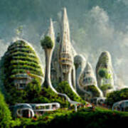 A  Photo  Of  Hobbit  City  With  Futuristic  Organic    062ec158  07b8  4943  9f87  080f3176b39e By Poster