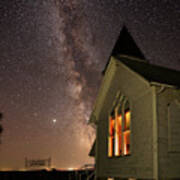 Abandoned But Not Forgotten - Antiochia Lutheran Nighscape #2 With Milky Way Poster