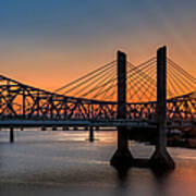 Abraham Lincoln Bridge In Louisville Ky At Sunset Poster