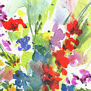 Abstract Burst Of Flowers  Multicolor Splash Of Watercolor Iv Poster