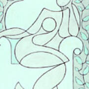 Abstract Figure Drawings - Nude With Lines And Vines Poster
