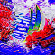 Abstract Ocean Squall Sailing Boat Poster