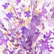 Abstract Purple Flowers The Burst Of Color Splash Of Watercolor Ii Poster