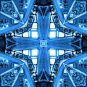 Abstract Stairs 4 In Blue Poster