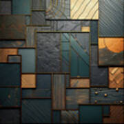 Abstract Textured Geometric Collage - Ai Art Poster