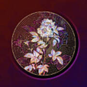 Abstract White Anjou Roses Mosaic Botanical Illustration 432 Poster