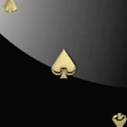 Ace Of Spades In Gold On Black Poster