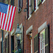 Acorn Street Us Flag Boston Poster