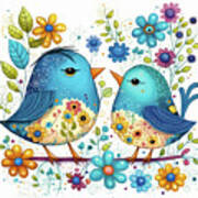 Adorable Bluebirds Poster