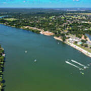 Aerial View As Drag Boats Race Upto 200 Miles Per Hour During The Marble Falls Lakefest In Marble Falls Poster