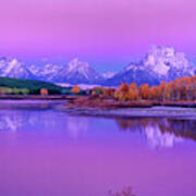 Alpenglow Oxbow Bend Grand Tetons National Park Wyoming Poster
