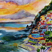 Amalfi Coast Positano Panorama Poster