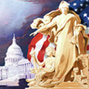 America - Apotheosis Of Democracy - Peace Protecting Genius Poster