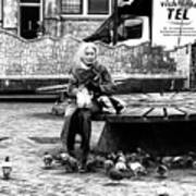 Amsterdam Feeding The Pigeons Poster