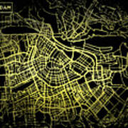 Amsterdam Map In Gold And Black Poster