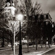 An Evening Stroll To Old Main In Sepia - University Of Arkansas Poster