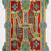 Ancient Celtic Runes Of Hospitality And Potential - Illuminated Plate Over White Leather Poster