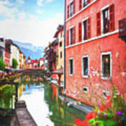 Annecy France European Canal Scenes Poster