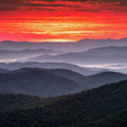 Appalachian Mountains Blue Ridge Parkway Nc Scenic Sunrise Landscape Poster