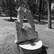 Art Statue On The Campus Of The University Of New Mexico In Black And White Poster