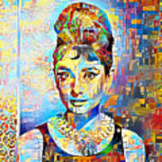 Audrey Hepburn In Contemporary Vibrant Happy Color Motif 20200427 Poster