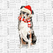 Australian Shepherd Christmas Dog Poster