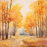 Autumn Haze - Autumn Impressionist Artwork Poster