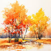 Autumn Nostalgia - A Watercolor Landscape Poster