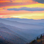 Autumn Sunrise In Smoky Mountain National Park Poster