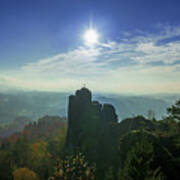 Autumn Sunrise In The Elbe Sandstone Mountains Poster