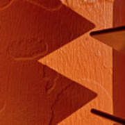 Aztec Shadows #1 - Venetian Blind Shadow At A Mexican Restaurant On Orange Wall Poster