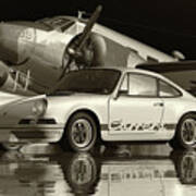B And W Photo Of A Porsche Carrera Poster