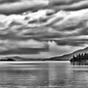 B And W Storm Clouds Over Lake George Poster