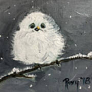 Baby Long Tailed Tit In The Snow Poster