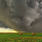 Baelstrom #2 - A Face In The Clouds - Stormcloud Above Nd Hay Bales Poster