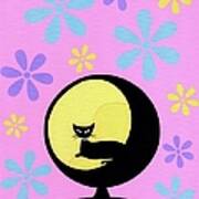 Ball Chair On Pink With Happy Flowers Poster