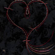 Barbed Heart-red Gold Silver Black Poster